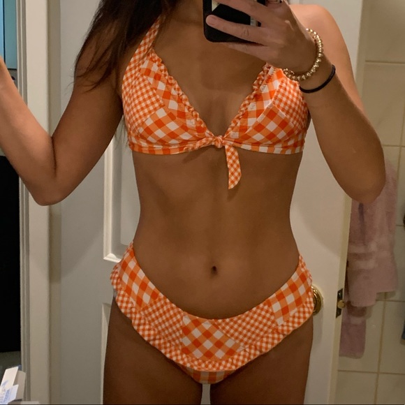 Orange checkered bikini - Picture 1 of 4
